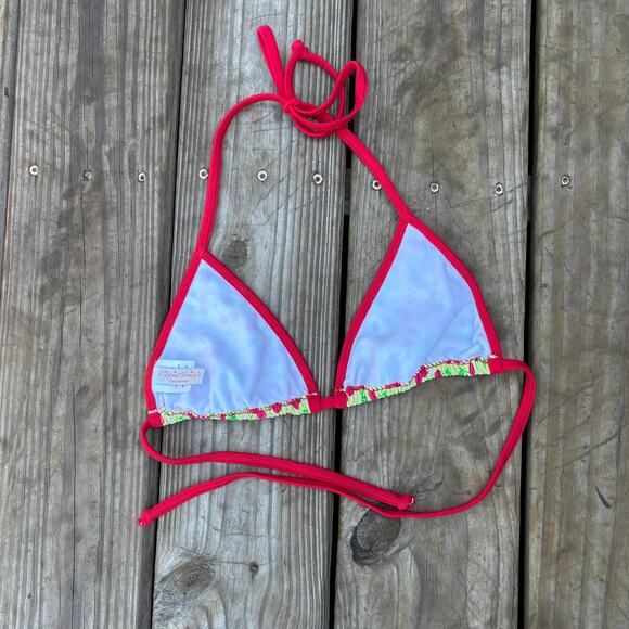 Y2k Bikini Halter Tie Top Cherries Colorful Coquette Early 2000s Swim Suit Top - Picture 3 of 6